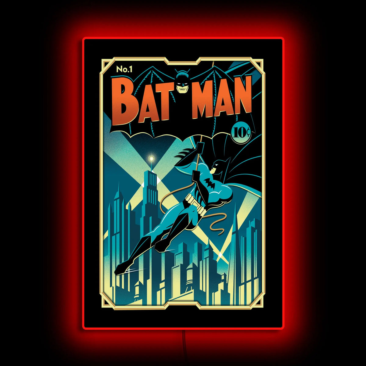 Batman No.1 A Timeless Golden Age Tribute LED Poster Light – dcilluminated