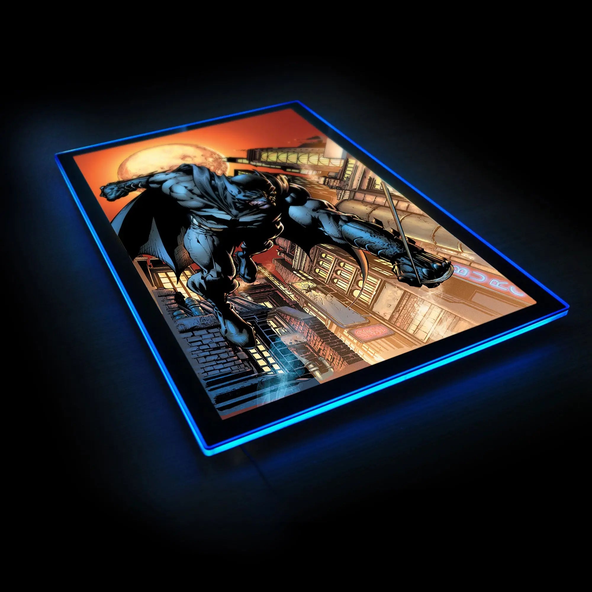 DC コミック　BADMAN ポスター　バッドマンネオンポスター　ブラックライト Batman LED Poster Light | LED Wall Art/Lamp - dcilluminated